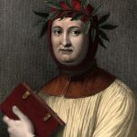 Grabado de Petrarca, del siglo XIV, que puede verse en la Galleria 
