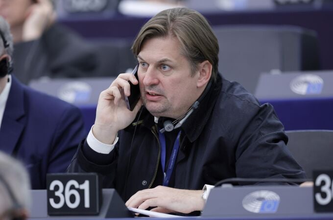 Maximilian Krah, a member of the German AfD party Federal Executive Committee and has been a Member of the European Parliament since 2019, during the Votings at the European Parliament in Strasbourg, France, 23 April 2024. 