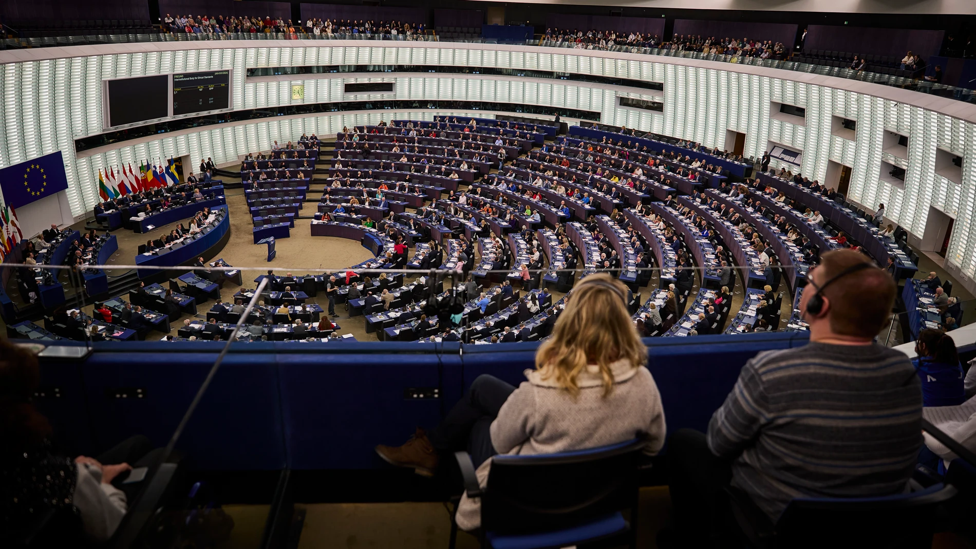 Celebración de la última sesión plenaria del Parlamento Europeo en la sede de Estrasburgo antes de la celebración de las elecciones europeas que tendrán lugar el próximo mes de Junio. © Alberto R. Roldán / Diario La Razón. 24 04 2024
