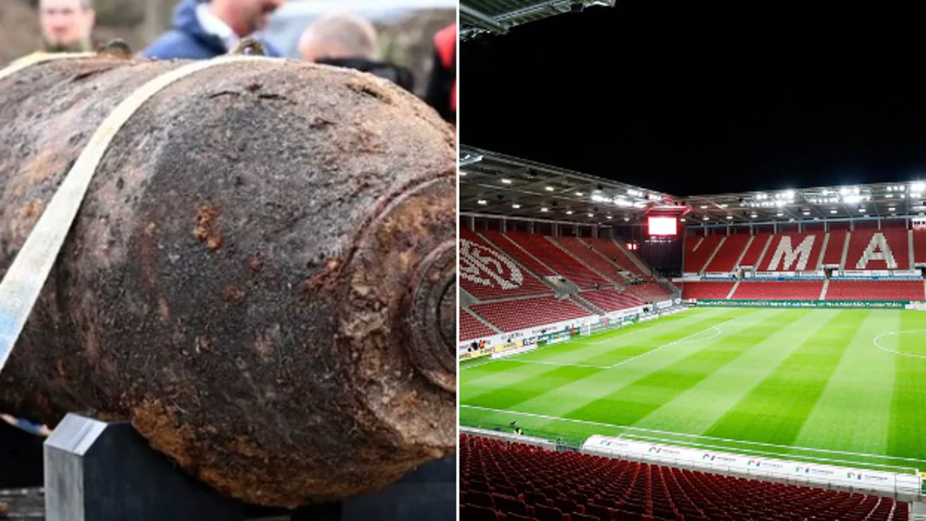 Encuentran una bomba activa de 500 kilos de la II Guerra Mundial junto a un estadio de fútbol
