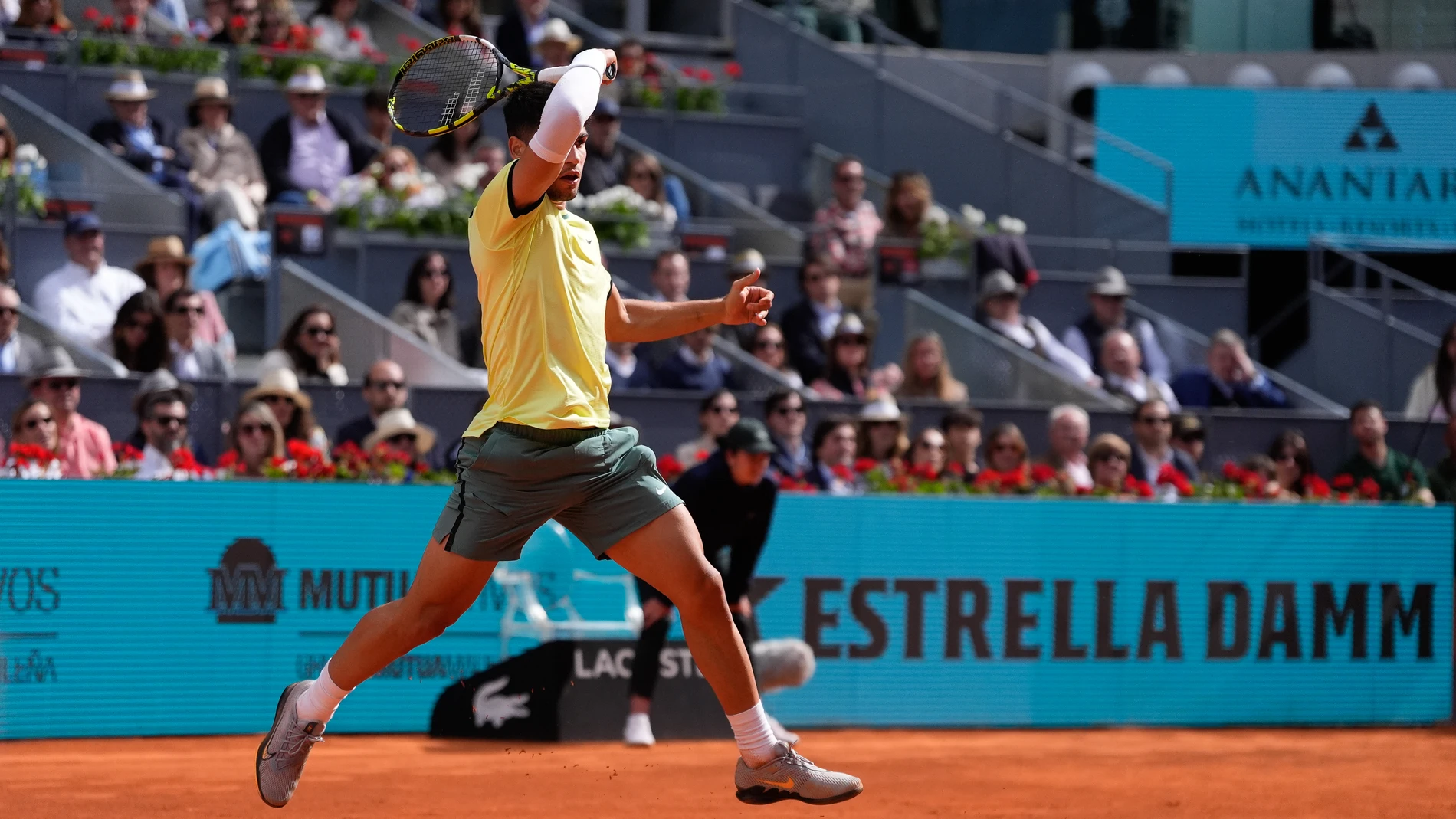 Carlos Alcaraz of Spain in action against Thiago Seyboth Wild of Brazil during the Mutua Madrid Open 2024, ATP Masters 1000 and WTA 1000, tournament celebrated at Caja Magica on April 28, 2024 in Madrid, Spain. AFP7 28/04/2024 ONLY FOR USE IN SPAIN