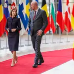 Moldova&#39; President Sandu meets European Council President Michel in Brussels
