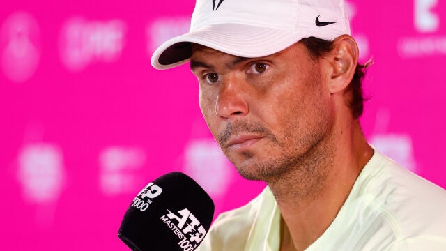 Rafa Nadal, en rueda de prensa en el Mutua Madrid Open