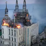 El &quot;castillo de Harry Potter&quot; de Odesa envuelto en llamas