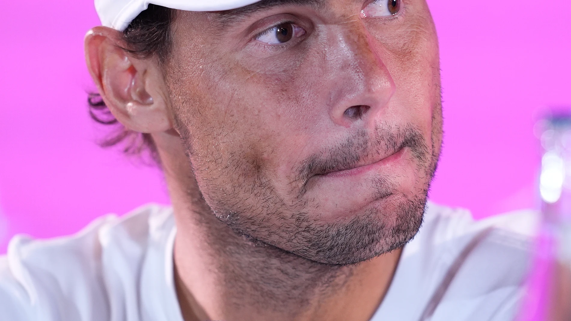Rafael Nadal of Spain attends his press conference after losing against Jiri Lehecka of Czech Republic during the Mutua Madrid Open 2024, ATP Masters 1000 and WTA 1000, tournament celebrated at Caja Magica on April 30, 2024 in Madrid, Spain. AFP7 01/05/2024 ONLY FOR USE IN SPAIN