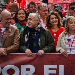 Manifestación convocada por los dos grandes sindicatos, CCOO y UGT, este miércoles en Madrid, en un Primero de Mayo que tiene como lema 'Por el pleno empleo: reducir jornada, mejorar salarios’. 