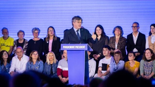 El candidato de Junts+ a las elecciones al Parlament, Carles Puigdemont