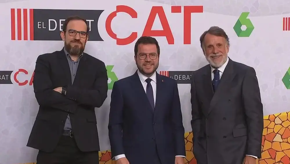 Pere Aragonès (ERC), junto a César González y José Creuheras en 'El Debat' | laSexta