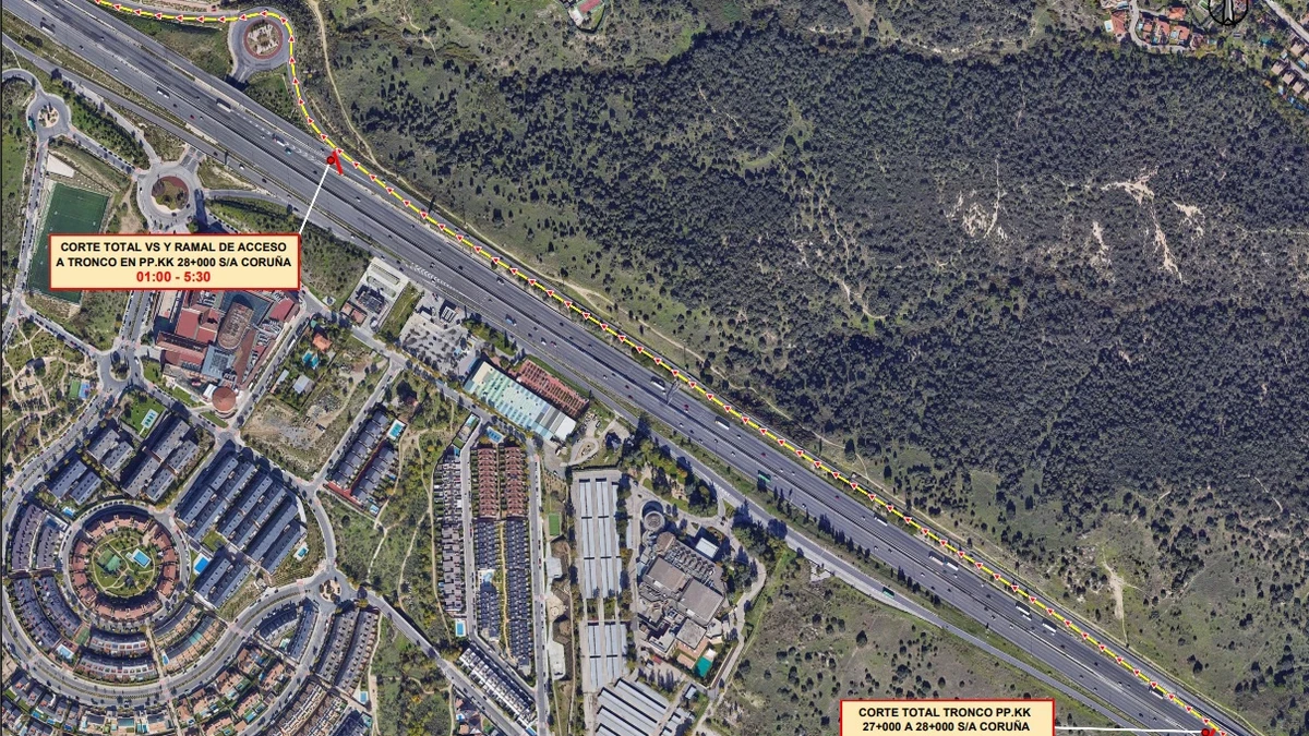 Cortes de tráfico en la A6 en Las Rozas, Torrelodones y Collado Villalba desde este martes