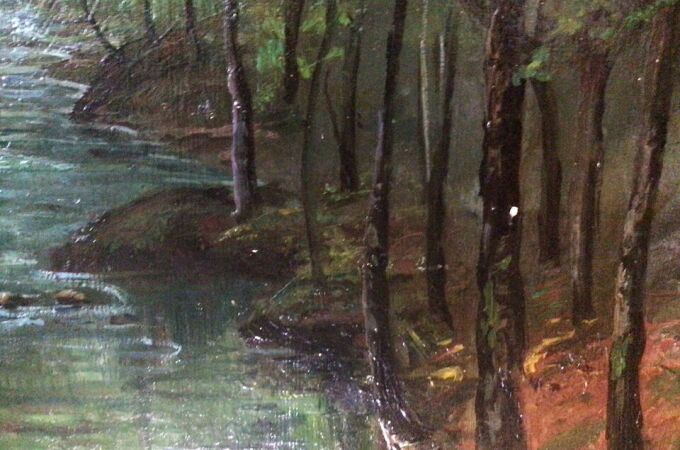 Detalle de "Bosque con un arroyo", a la venta en eBay