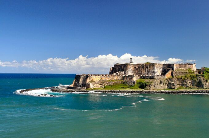 Fuerte El Morro en el Viejo San Juan, Puerto Rico. Famosa fortaleza de El Morro en el Viejo San Juan, Puerto Rico, Caribe-Indias Occidentales