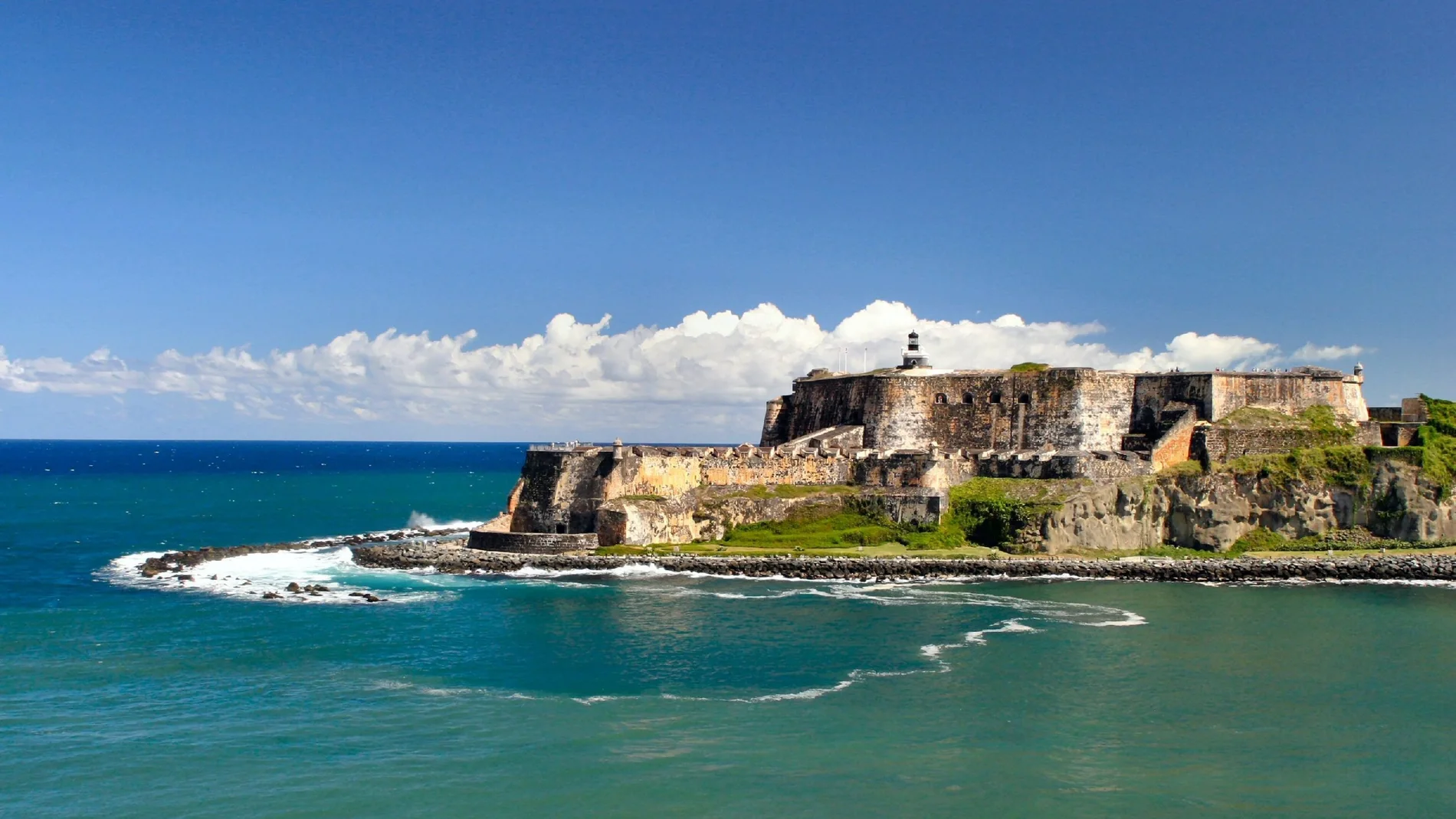 Fuerte El Morro en el Viejo San Juan, Puerto Rico. Famosa fortaleza de El Morro en el Viejo San Juan, Puerto Rico, Caribe-Indias Occidentales