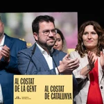 El presidente de la Generalitat y candidato de ERC a las elecciones catalanas, Pere Aragonès, tras los comicios