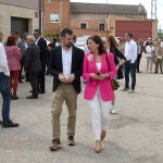 El secretario general del PSCyL, Luis Tudanca, y la secretaria general del PSOE de Burgos, Esther Peña, participan en la romería de Estepar