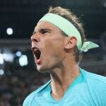 Nadal, durante su partido en Roland Garros ante Zverev