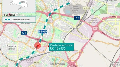Licitada la instalación de pantallas contra el ruido en la zona sureste de la M-40, entre Puente y Villa de Vallecas