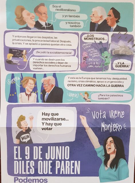 Propaganda electoral en formato cómic difundida por Podemos para el 9J