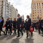 Más de un centenar de tripulantes de cabina llenaron hoy Gran Vía para celebrar el Día Mundial del Tripulante de Cabina.