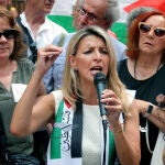 Yolanda Díaz en acto con militantes de su partido en Granada