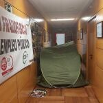 Acampada de delegados sindicales de la AEAT en la Dirección General del organismo 