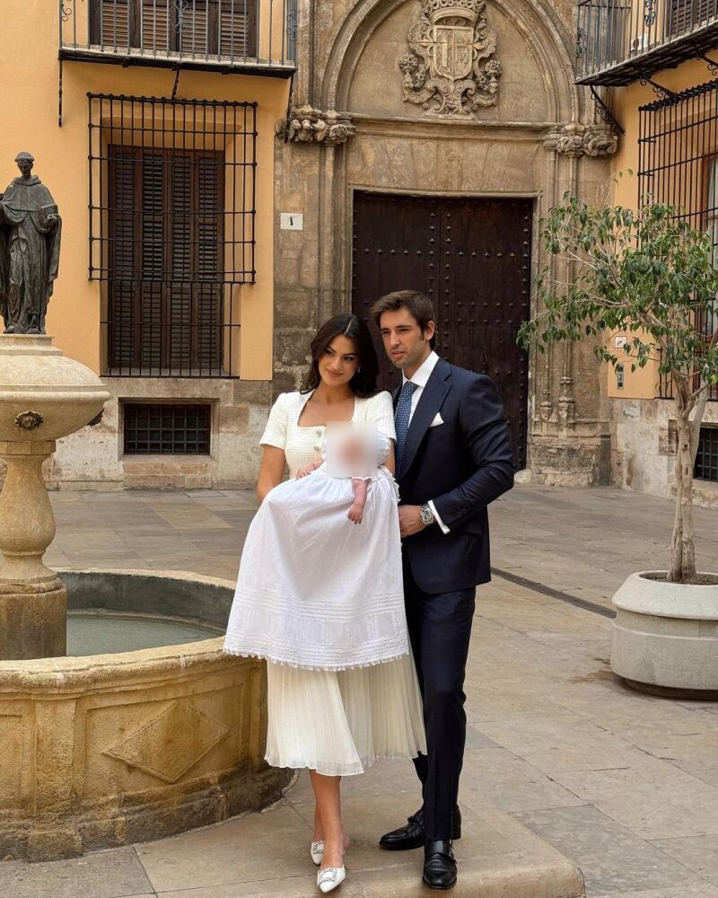 Marta Lozano en el bautizo de su hijo Lorenzo.