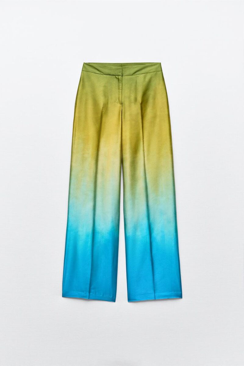 Pantalón satinado ancho tie-dye