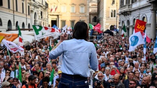 Elly Schlein of PD party attends demonstration in Rome