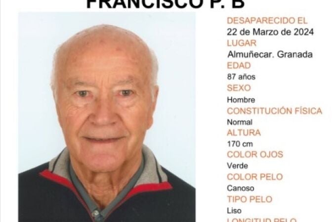 Francisco Pérez Bedmar, desaparecido el pasado 22 de marzo en Almuñécar (Granada)