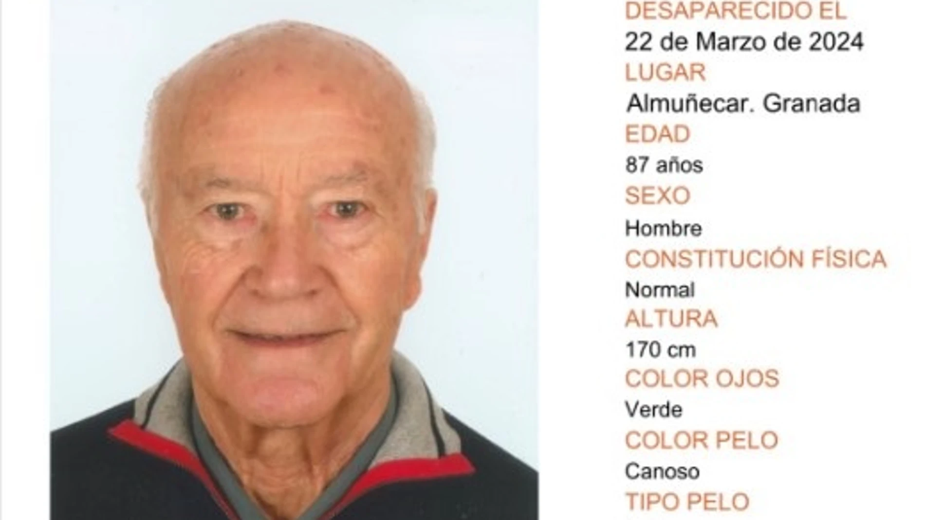 Francisco Pérez Bedmar, desaparecido el pasado 22 de marzo en Almuñécar (Granada)TWITTER ASOCIACIÓN SOSDESAPARECI19/06/2024
