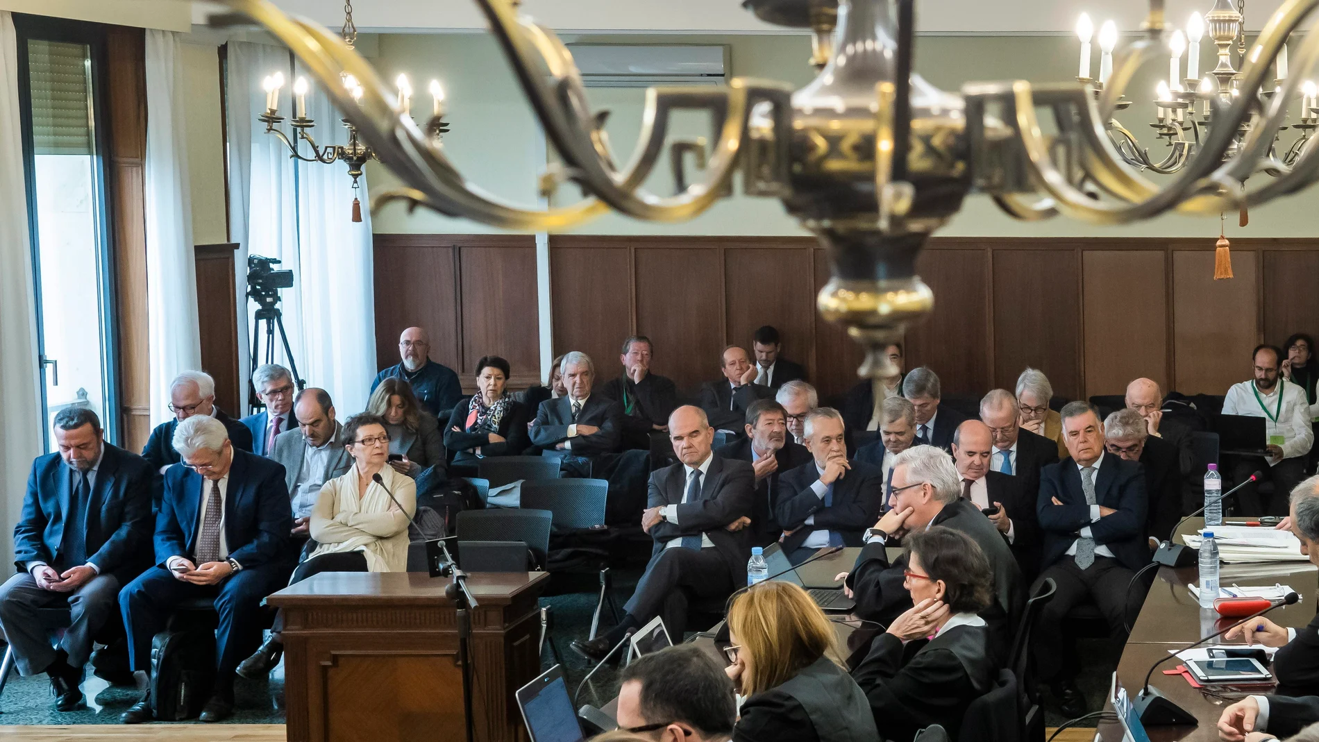 Vista general de la sala de la Audiencia de Sevilla donde se celebró el juicio de la pieza política del "caso ERE"