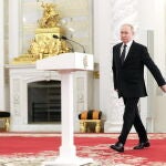 El presidente ruso, Vladimir Putin, en una ceremonia oficial en el Kremlin