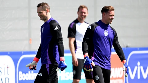 Nagelsmann, junto a Neuer y Ter Stegen, en el entrenamiento de Alemania