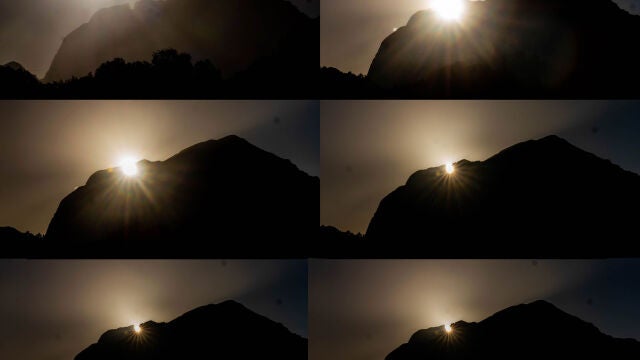 El sol atraviesa el Portell del Puig Campana en Benidorm