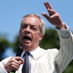 Reform UK leader Nigel Farage speaks in Maidestone