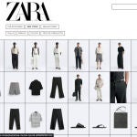 Vista de las prendas de ropa en modo cuadrícula en el sitio web de Zara