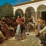 Un baile de gitanos en los jardines del Alcázar, delante del pabellón de Carlos V 1851