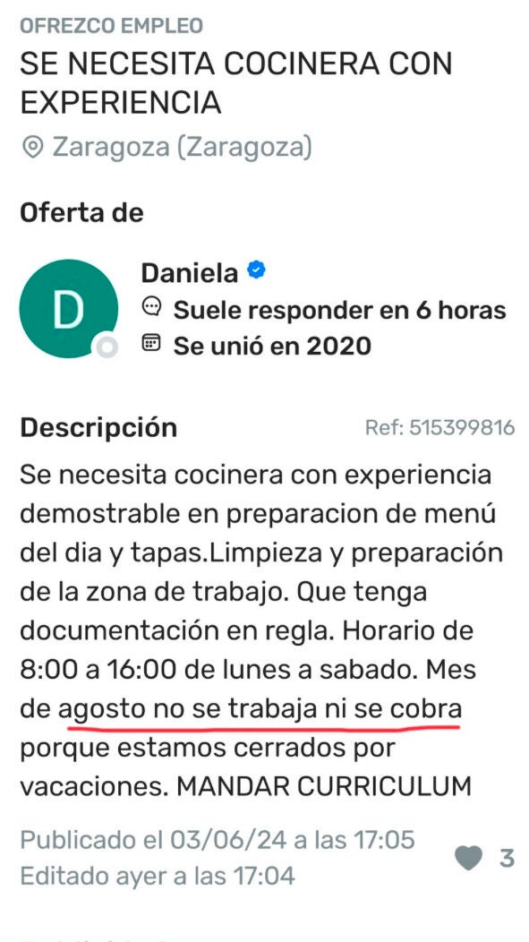 Oferta de empleo en Zaragoza