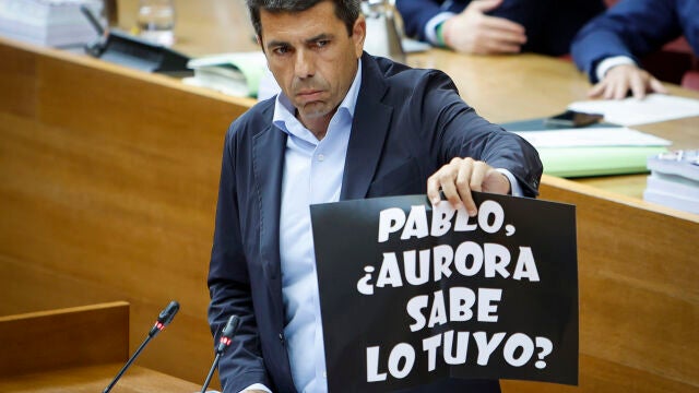Mazón muestra los carteles homófobos contra el alcalde de Elche que han aparecido en las calles de la ciudad