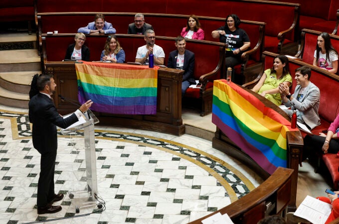 El pleno ha transcurrido con las banderas LGTBI ha colocado en su bancada