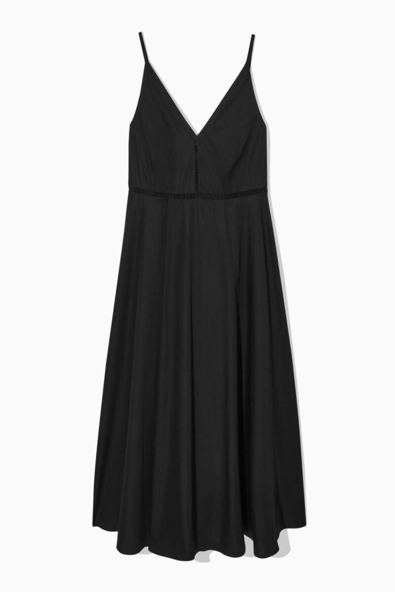 V-neck midi slip dress.