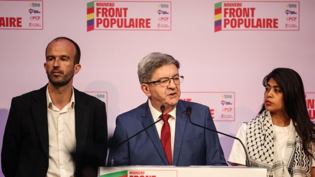 Left-wing LFI party leader Melenchon reacts after first round of France's parliamentary election 