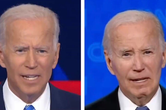 Joe Biden en 2019 y en el debate del pasado jueves