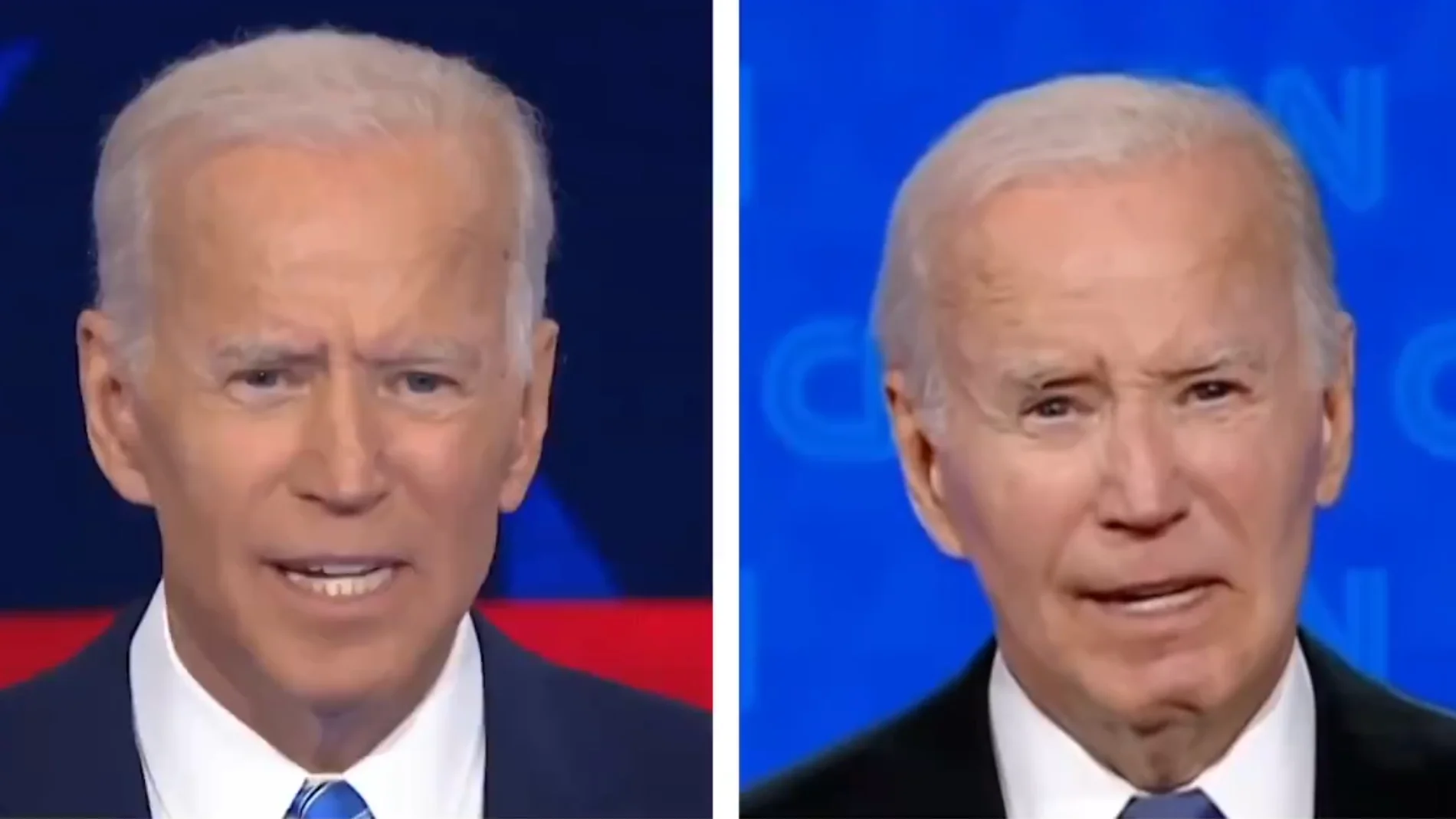 Joe Biden en 2019 y en el debate del pasado jueves