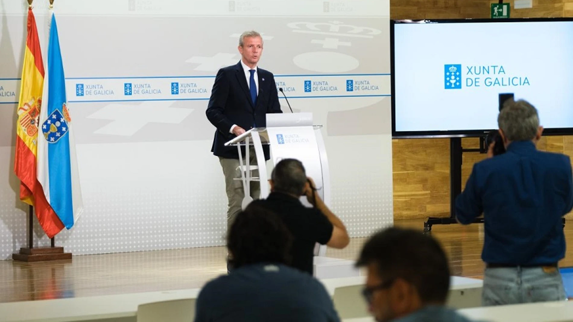 Alfonso Rueda, hoy, en su comparecencia ante los medios.
