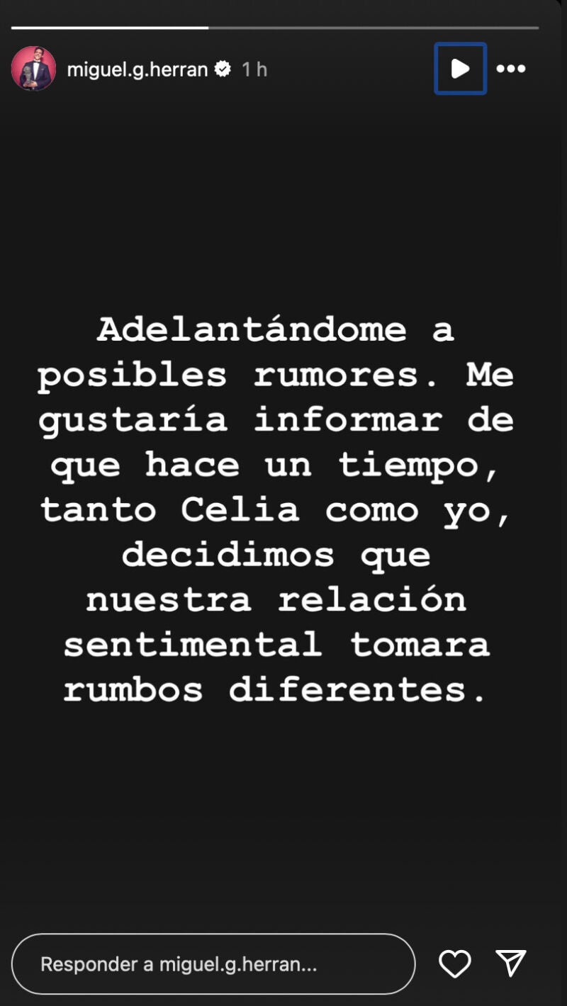 Historia de Instagram de Miguel Herrán 