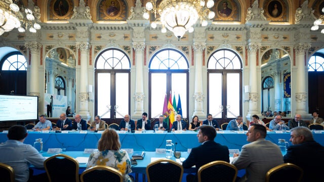 Foro Málaga Metrópolis Global en el que se ha presentado la "Carta del Agua", hoy en el Salón de los espejos del Ayuntamiento de Málaga,