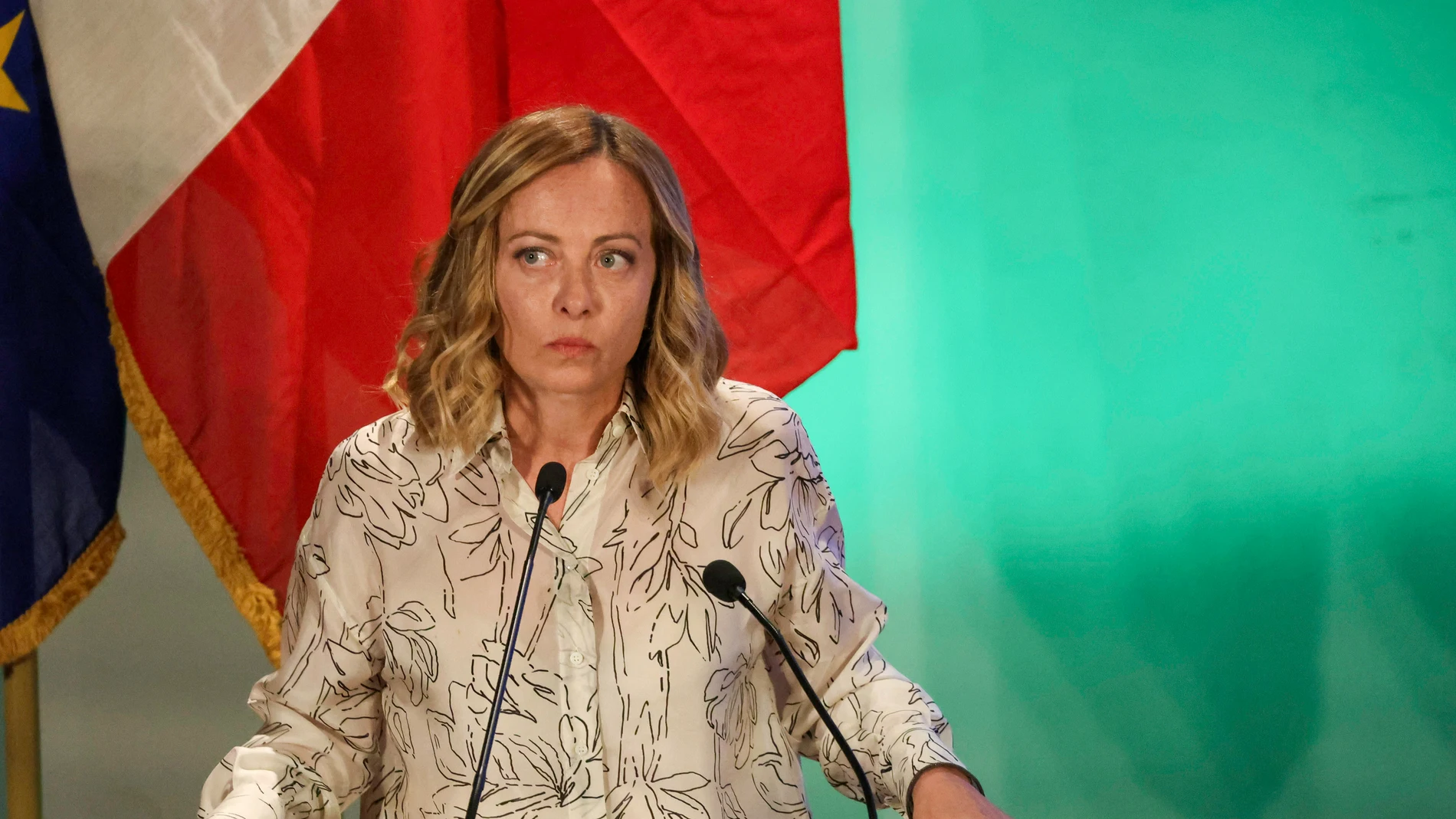 July 15, 2024, Napoli, Napoli, italia: 15/07/2024, Naples, during the visit of the Prime Minister Hon. Giorgia Meloni to Bagnoli for the signing of the memorandum of understanding between the Government and the Extraordinary Commissioner for Bagnoli Coroglio..In the picture: The President of the Italian Council of Ministers Hon. Giorgia Meloni 14/07/2024