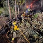 Los bomberos han trabajado durante toda la noche en el paraje de Los Ginovinos de Murcia