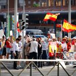 Ambiente en Plaza Castilla donde testifica en los juzgados Begoña Gómez