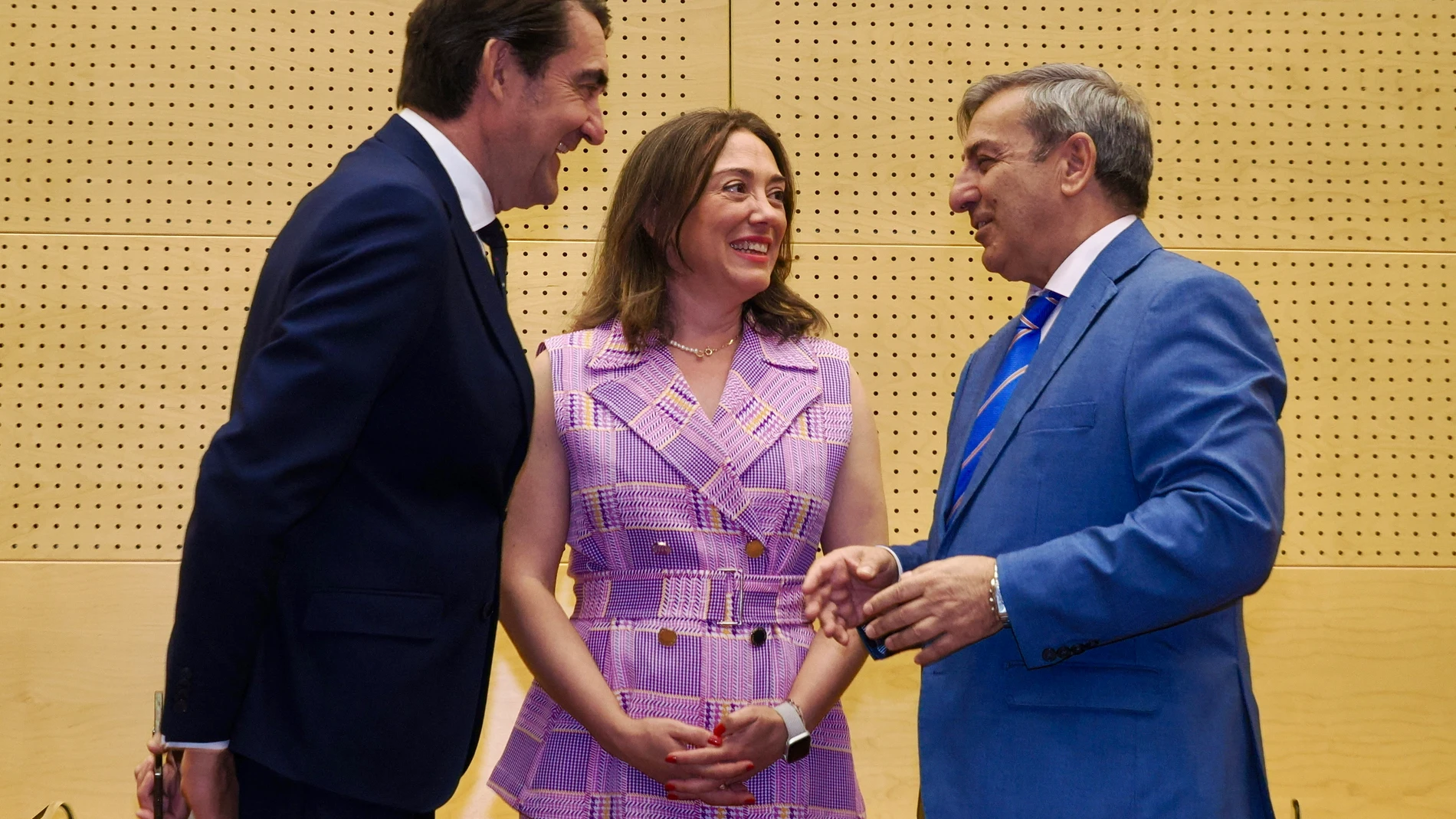 Suárez-Quiñones, González Corral y José Luis Sanz durante la toma de posesiones celebrada en Valladolid